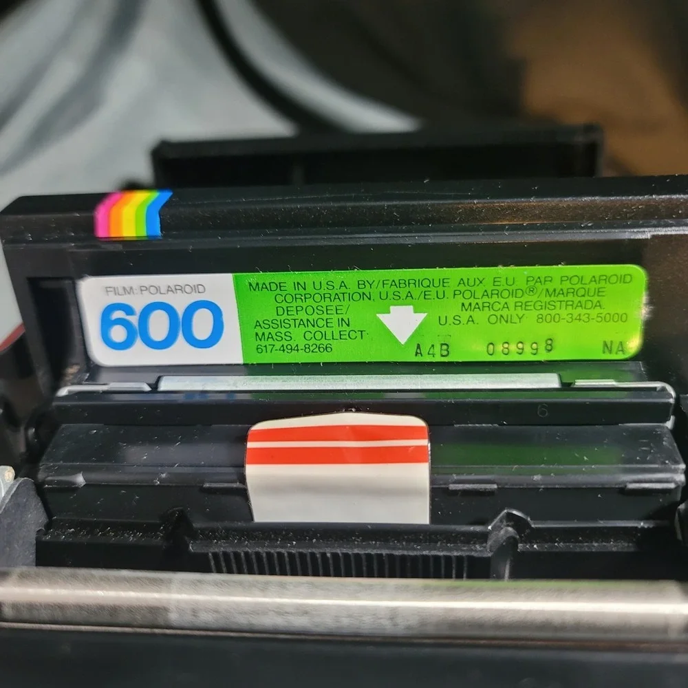 Vtg POLAROID Instant One Step Flash-600 Film GREEN STRIPE Untested w/case